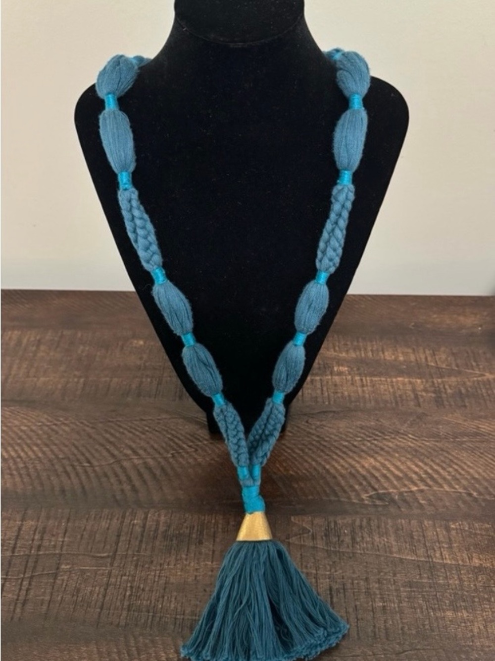 Noonday Collection Teal Braided Tassel Necklace